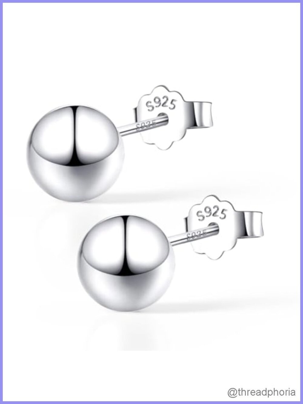 925 Sterling Silver Ball Stud Earrings Round Minimalist Everyday 3-10mm